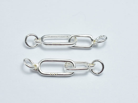 1pc 925 Sterling Silver Connector, 32x6mm, 16x6mm & 11.5x5.6mm Oval Ring-BeadBasic