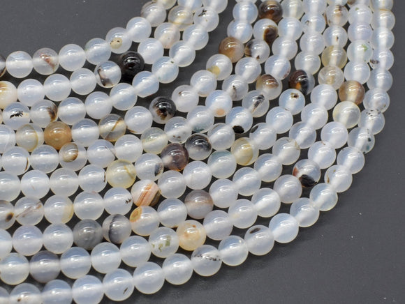 Agate Beads, 6mm (6.3mm) Round Beads, 14.5 Inch-BeadBasic