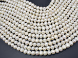 Fresh Water Pearl Beads-White, 7.5-9mm Potato Beads-BeadBasic
