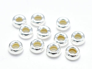 25pcs 925 Sterling Silver Beads, 3.5mm Rondelle Spacer, 1.6mm Thick-BeadBasic