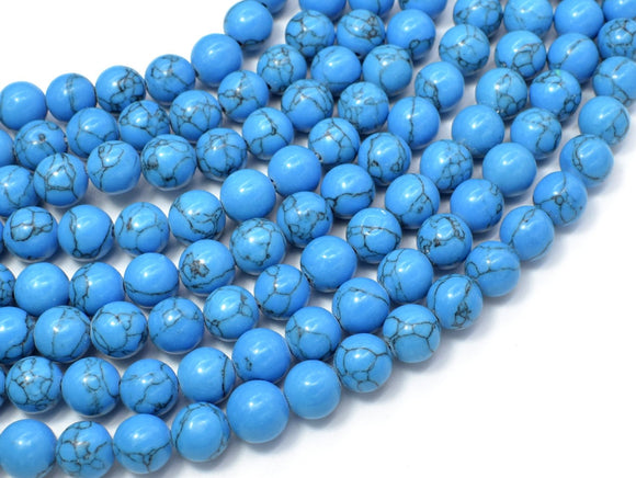 Howlite Turquoise Beads, Blue, 8mm Round Beads-BeadBasic