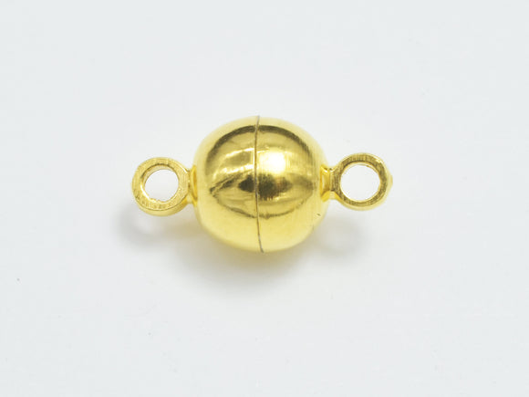 10pcs 6mm Magnetic Ball Clasp-Gold, Plated Brass-BeadBasic