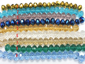 Crystal Glass Beads, 9x12mm Faceted Rondelle Beads, 6 Inch-BeadBasic