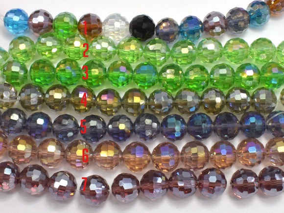 Crystal Glass Beads, 12mm Faceted Round Beads with AB, 12 beads-BeadBasic