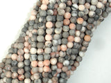 Matte Pink Zebra Jasper, 4mm, Round Beads-BeadBasic