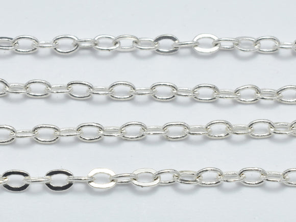 3m (9.9feet) Silver Plated Oval Chain, Brass Oval Chain, Jewelry Chain, 1.8x2.6mm-BeadBasic
