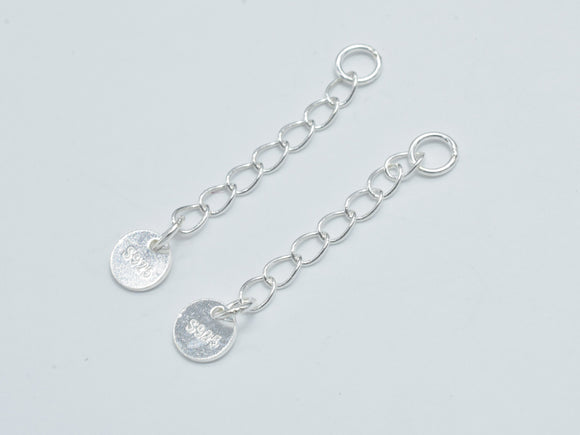 4pcs 925 Sterling Silver Extension Chain, 30mm Long, 2.5mm Width-BeadBasic