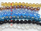 Crystal Glass Beads, 12mm Faceted Round Beads with AB, 12 beads-BeadBasic