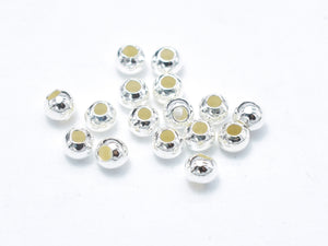 Approx 100pcs 925 Sterling Silver Beads, 2mm Round Beads, Hole 1mm-BeadBasic