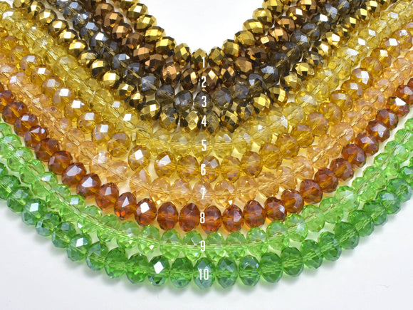 2 strands Crystal Glass Beads, 6x8mm Faceted Rondell Beads, 8 Inch-BeadBasic
