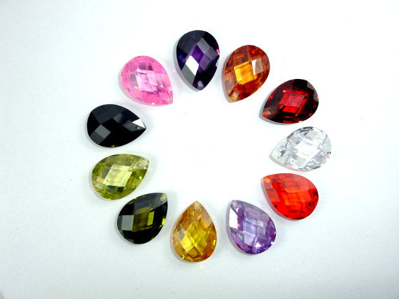 CZ beads, 13x18mm Faceted Pear Briolette-BeadBasic