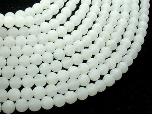 Matte White Jade Beads, 6mm Round Beads-BeadBasic