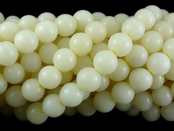 Bodhi Seed Beads, Ivory White, 8mm (7.8mm) Round Beads, 32 Inch-BeadBasic