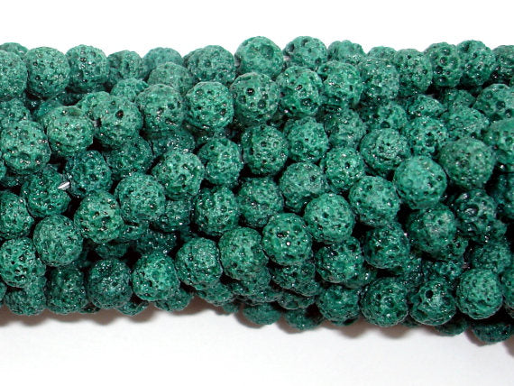 Green Lava Beads, Round, 6mm-BeadBasic