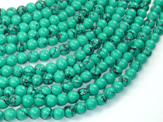 Howlite Turquoise Beads Green, 6mm Round Beads-BeadBasic