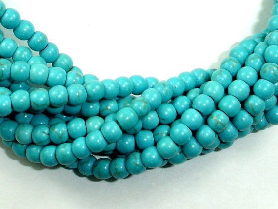 Turquoise Howlite Beads, Round, 4mm-BeadBasic