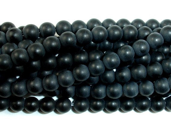 Matte Black Onyx Beads, Round, 4mm-BeadBasic