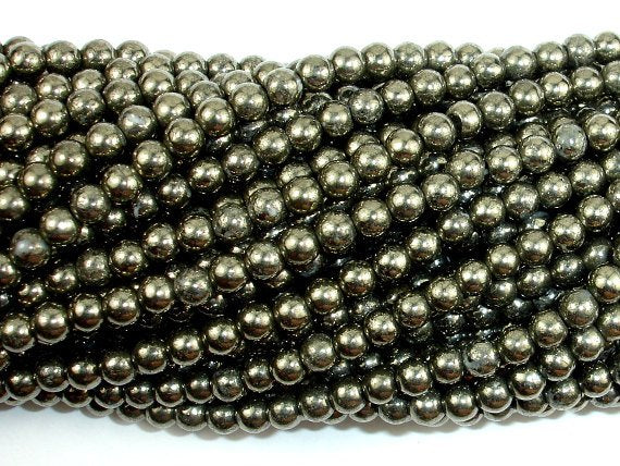 Pyrite Beads, 4mm Round Beads-BeadBasic