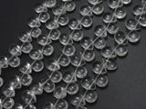 Glass Beads-Clear, 8x11mm Flat Teardrop beads, 12 Inch-BeadBasic