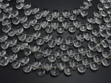 Glass Beads-Clear, 8x11mm Flat Teardrop beads, 12 Inch-BeadBasic