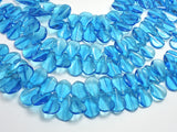 Glass Beads-Blue, 13x19mm Leaf beads, 10 Inch