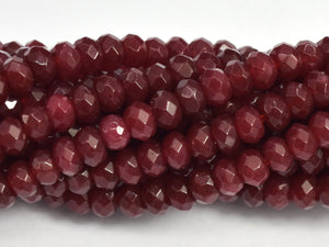 Jade -Ruby 3x4mm Faceted Rondelle, 14 Inch-BeadBasic