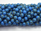 Howlite Turquoise - Blue with Gold Line, 8mm (8.3mm)-BeadBasic