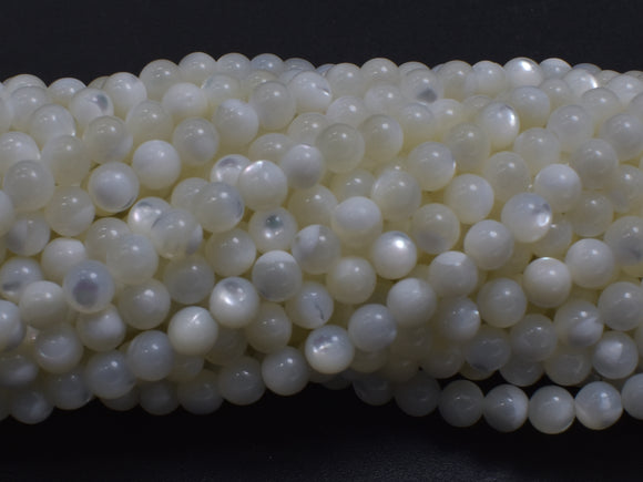 Mother of Pearl Beads, MOP, Creamy White, 4mm Round
