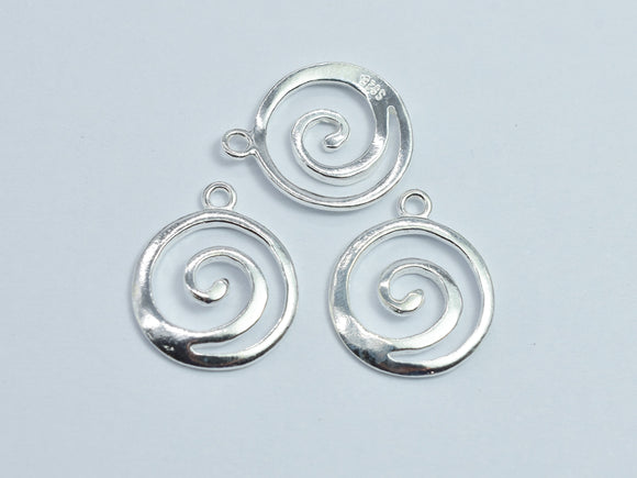 2pcs 925 Sterling Silver Coin Charms, 12mm-BeadBasic