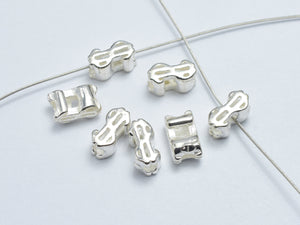 4pcs 925 Sterling Silver Dollar Sign Beads, 7x3.8mm-BeadBasic