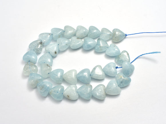 Aquamarine 12mm Heart Beads-BeadBasic