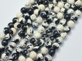 Rain Flower Stone Beads, Black, White, 8mm Round Beads-BeadBasic