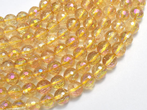 Mystic Coated Citrine, 8mm Faceted Round, AB Coated