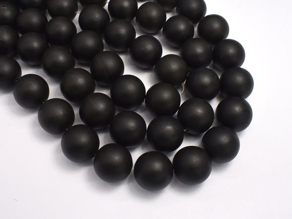 Matte Black Stone, 18mm Round Beads