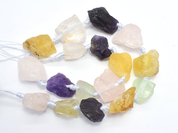 Raw Rough Citrine, Fluorite, Clear Quartz, Amethyst, Rose Quartz-BeadBasic