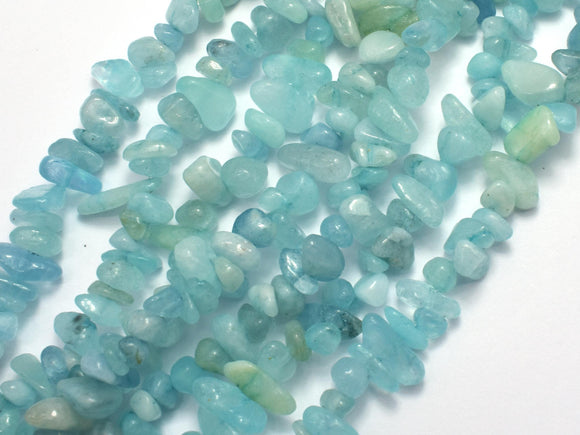 Aquamarine, 4-10mm Chips Beads, 32 Inch-BeadBasic