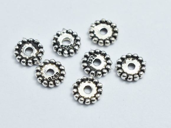 10pcs 925 Sterling Silver Spacers-Antique Silver 5mm Daisy Spacer-BeadBasic