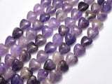 Amethyst 10mm Heart Beads, 15 Inch-BeadBasic