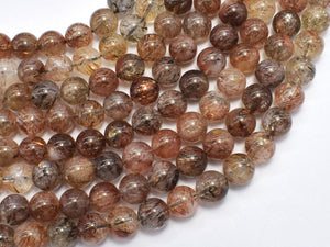 Black Gold Super Seven Beads, Rutilated Quartz, 8mm (8.7mm)-BeadBasic