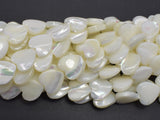 Mother of Pearl, MOP, White, 12mm Heart-BeadBasic