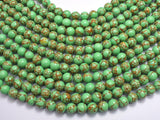 Howlite Turquoise - Green with Gold Line, 8mm (8.3mm)-BeadBasic