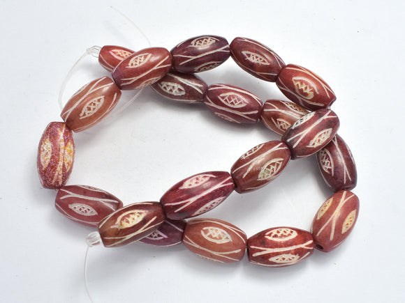 Jade Beads, 12x19mm Carved Drum Beads-BeadBasic