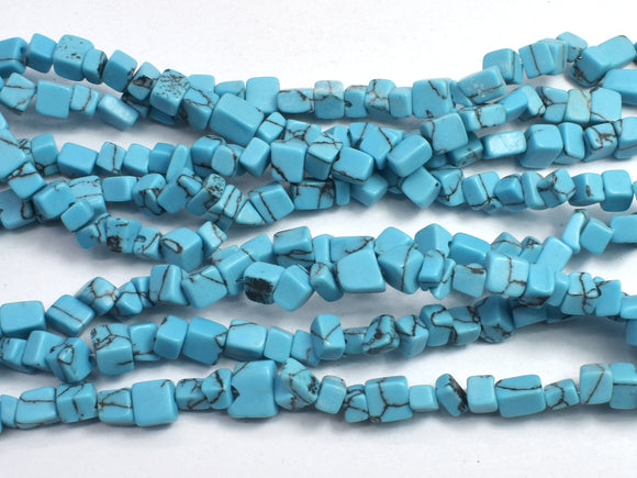Howlite Turquoise-Blue, 4-7mm Chips Beads, 34 Inch-BeadBasic