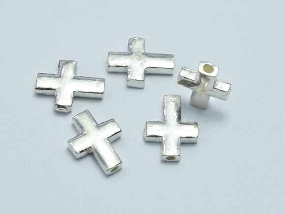 2pcs 925 Sterling Silver Cross Beads, 8x10.5mm-BeadBasic
