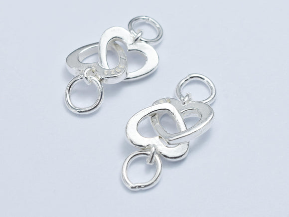 1pc 925 Sterling Silver Connector, 15x9.5mm, 9.5x9.5mm Heart Ring