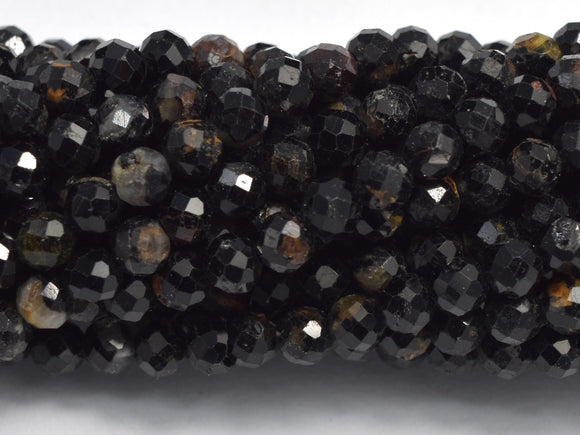 Black Tourmaline, 3mm (3.4mm) Micro Faceted Round