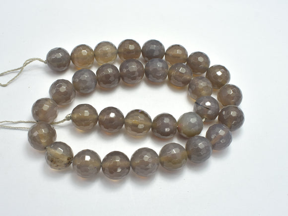 Gray Agate, 12mm Faceted Round Beads-BeadBasic