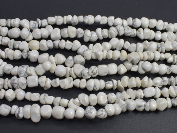 White Howlite, 5-10mm Pebble Chips Beads, 34 Inch-BeadBasic