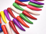 Howlite-Multicolor, 10x39mm Horn Beads