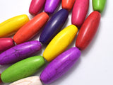 Howlite, Multicolored, 15x40mm Rice Beads